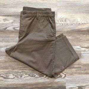 Khakis & Co Brown Polka Dot High Rise Comfort Waist Twill Capris 16